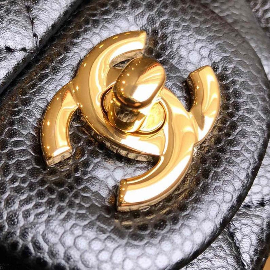 Chanel Classic Mini Flap Bag 18cm Gold Hardware Caviar Leather Spring/Summer Collection Black
