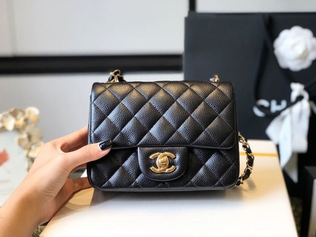 Chanel Classic Mini Flap Bag 18cm Gold Hardware Caviar Leather Spring/Summer Collection Black