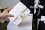 Chanel Classic Mini Flap Bag 17cm Gold Hardware Caviar Leather Spring/Summer Collection White