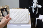 Chanel Classic Mini Flap Bag 17cm Gold Hardware Caviar Leather Spring/Summer Collection White