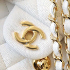 Chanel Classic Mini Flap Bag 17cm Gold Hardware Caviar Leather Spring/Summer Collection White
