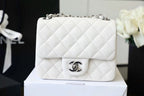 Chanel Classic Mini Flap Bag 17cm Silver Hardware Caviar Leather Spring/Summer Collection White