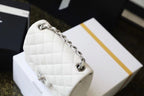 Chanel Classic Mini Flap Bag 17cm Silver Hardware Caviar Leather Spring/Summer Collection White