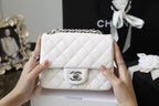 Chanel Classic Mini Flap Bag 17cm Silver Hardware Caviar Leather Spring/Summer Collection White
