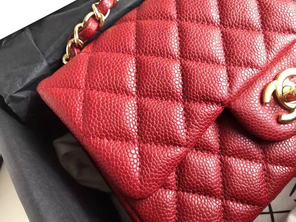 Chanel Classic Flap With Charm Chain With CC Details On Strap Bag Gold Hardware Lambskin Leather Spring/Summer Collection Red