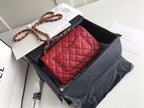 Chanel Classic Flap With Charm Chain With CC Details On Strap Bag Gold Hardware Lambskin Leather Spring/Summer Collection Red