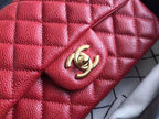 Chanel Classic Flap With Charm Chain With CC Details On Strap Bag Gold Hardware Lambskin Leather Spring/Summer Collection Red