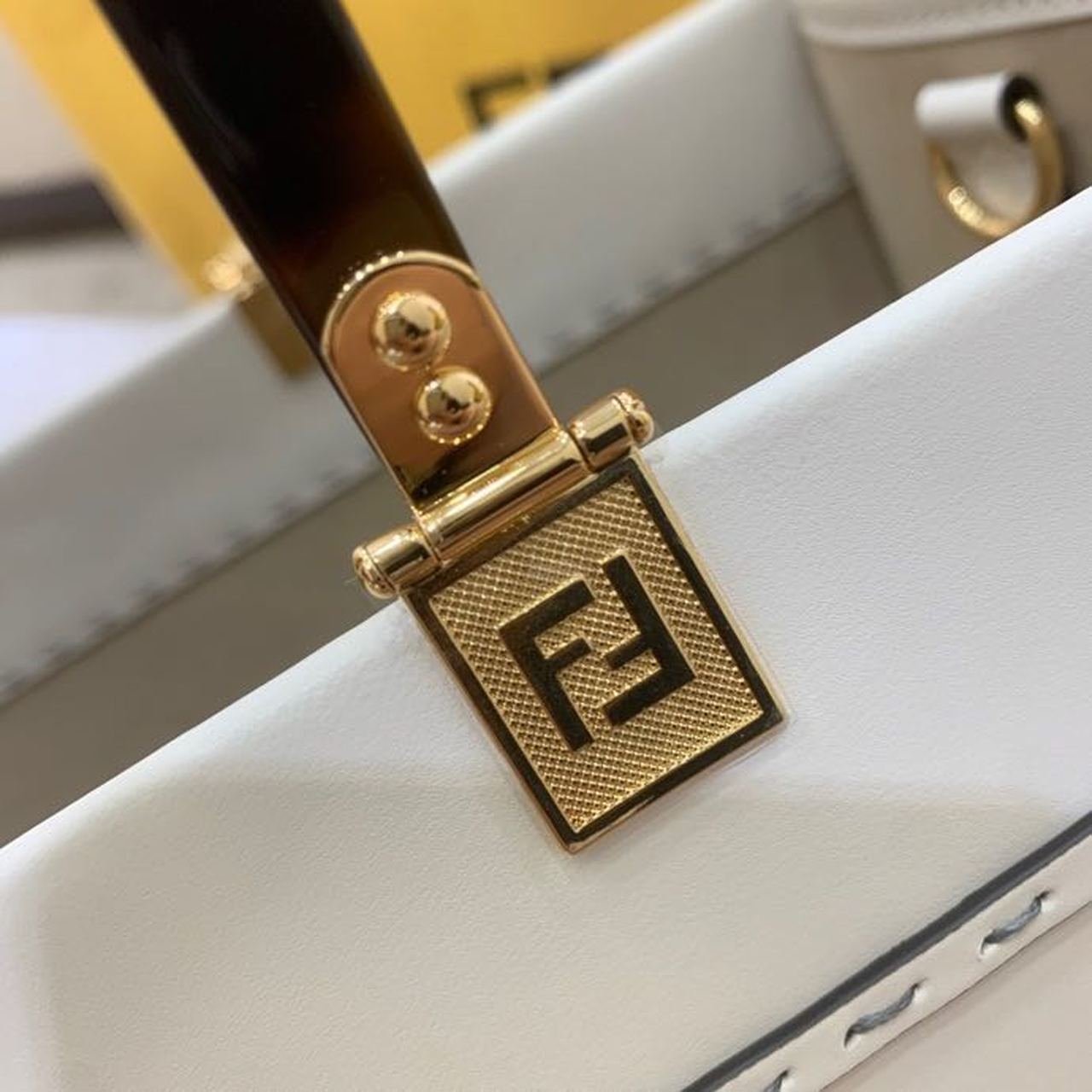 Fendi x California Sky Sunshine Shopper Tote Bag 40cm Calfskin Leather Spring/Summer Collection, White