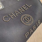 Chanel Deauville Tote 40cm Tweed Bag with Pearl Embroidery Spring/Summer Collection, Black