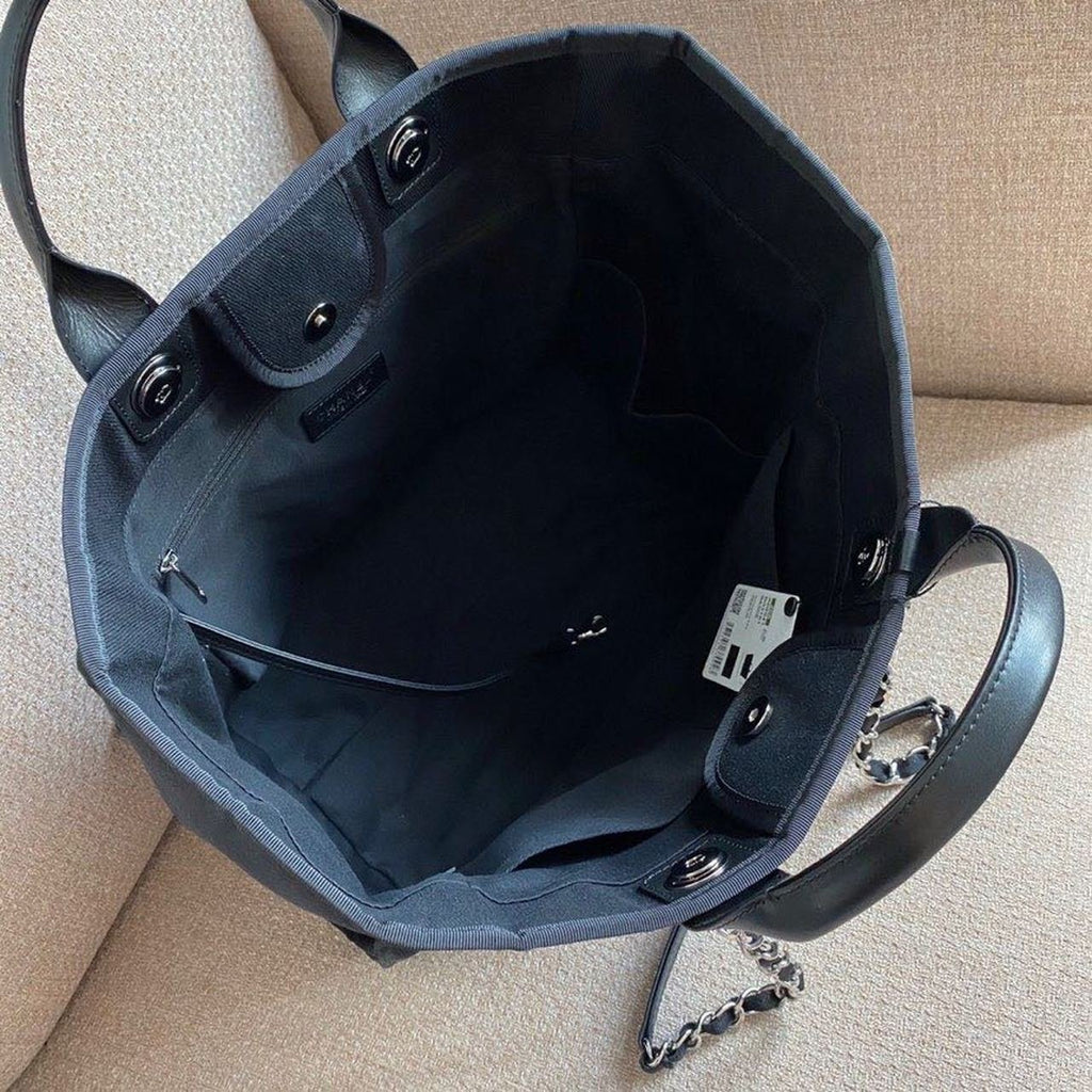 Chanel Deauville Tote 40cm Tweed Bag with Pearl Embroidery Spring/Summer Collection, Black