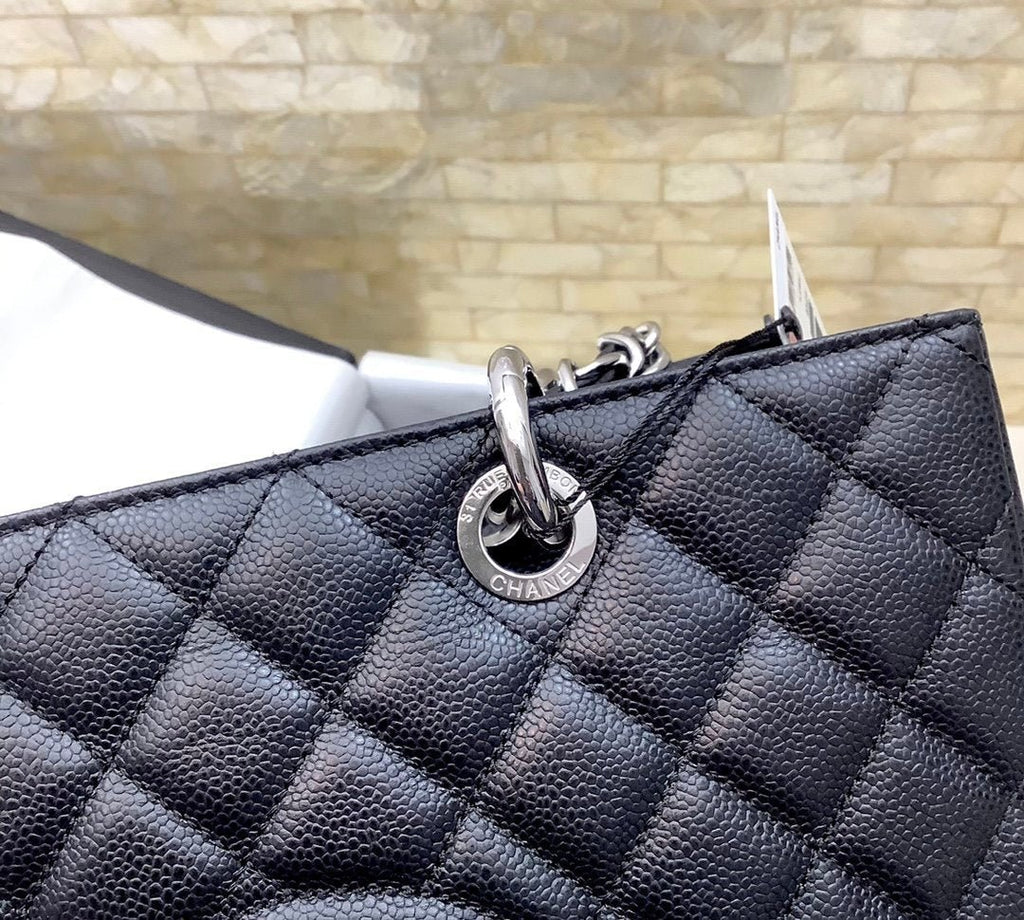 Chanel Classic Tote Bag Silver Hardware 34cm Black
