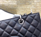 Chanel Classic Tote Bag Silver Hardware 34cm Black