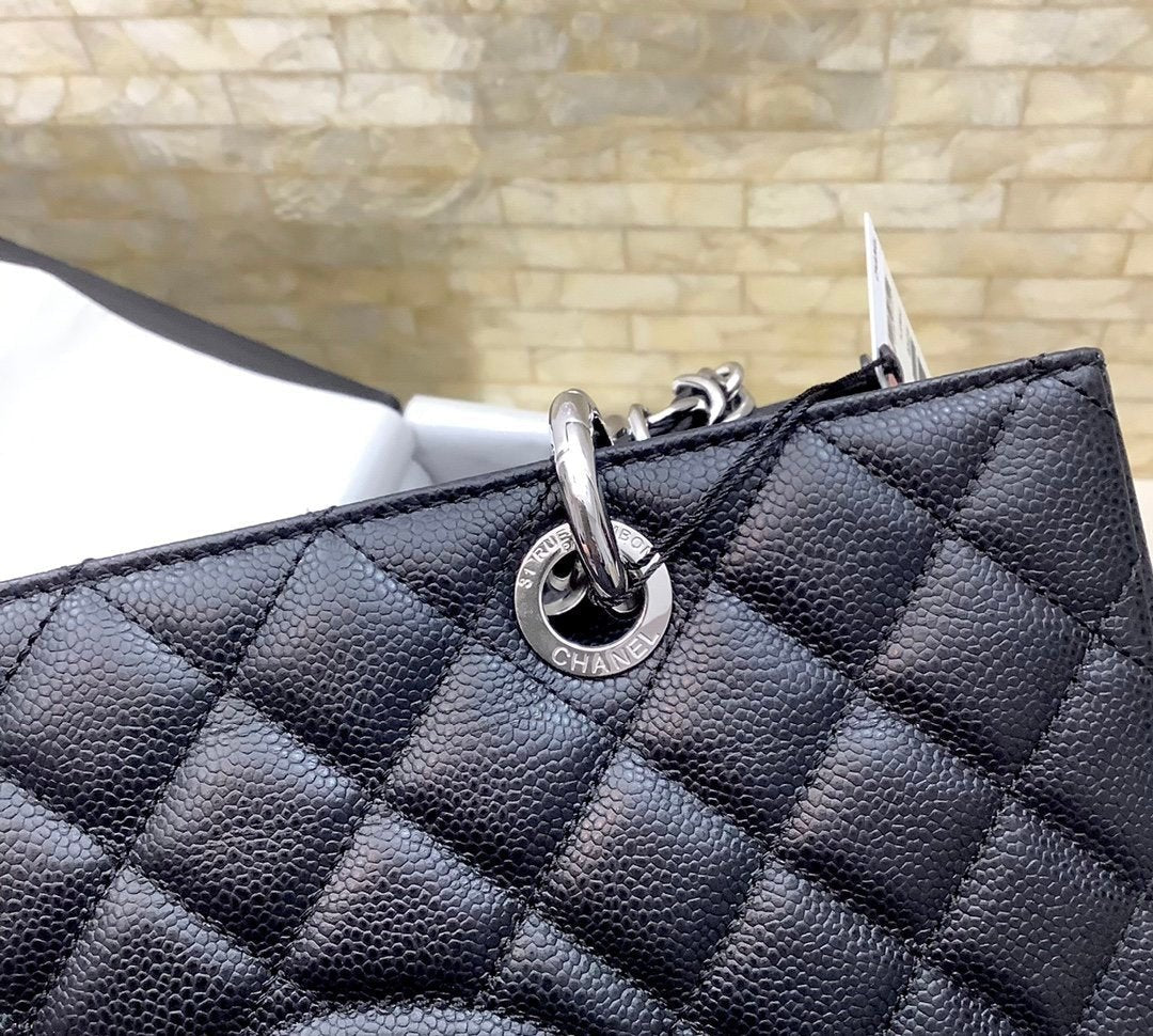 Chanel Classic Tote Bag Silver Hardware 34cm Black
