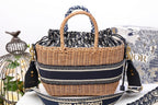 Christian Dior Blue Wicker Bucket Bag 28cm