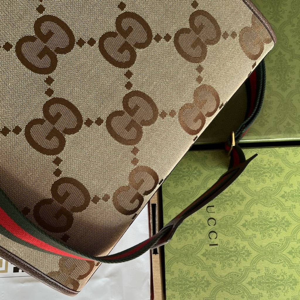 Gucci Tote Bag With Jumbo Camel And Ebony Jumbo GG Canvas For Women 14.6in/37cm ‎