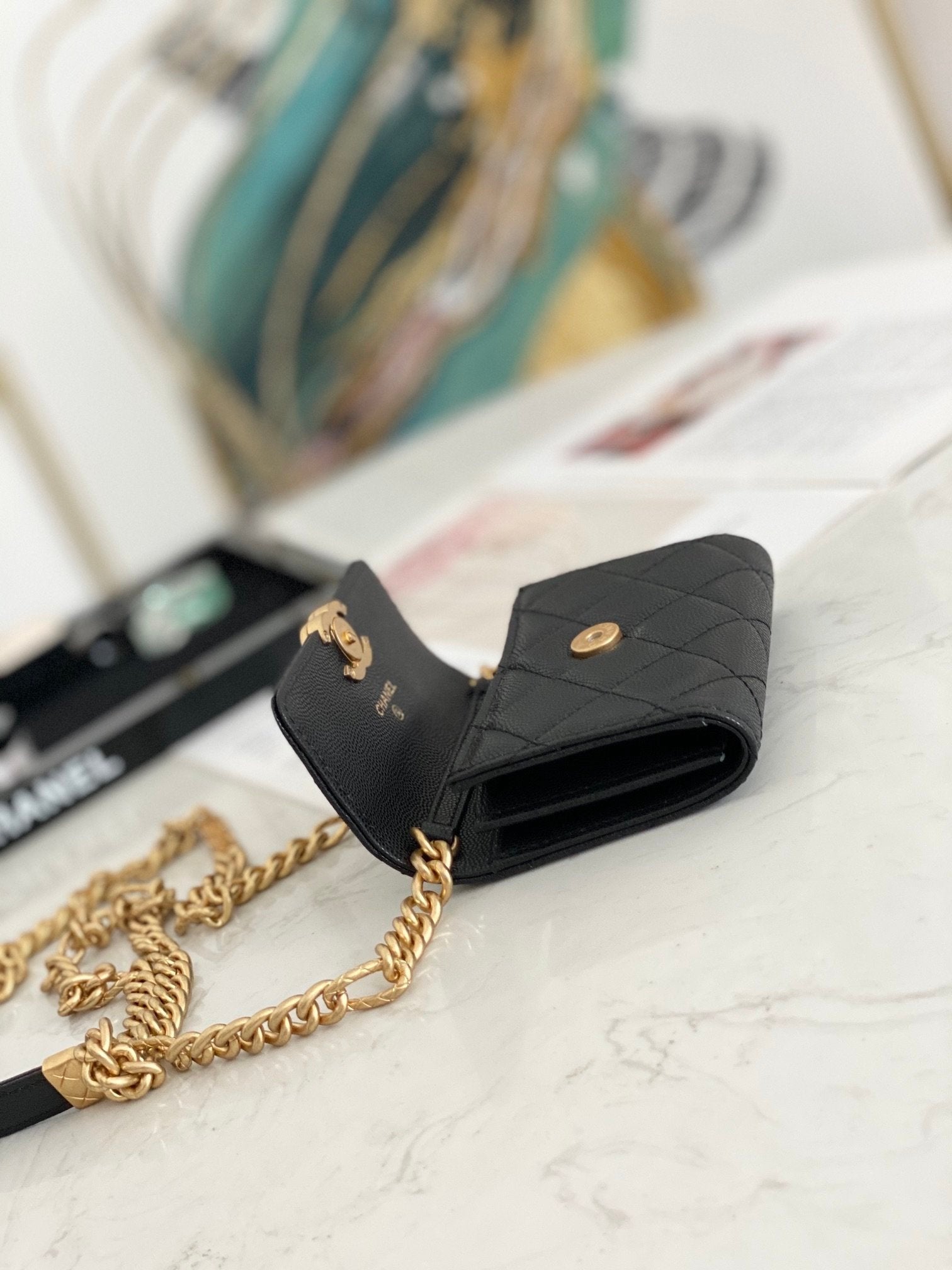 Chanel Flap Bag Mini Gold 12cm Black