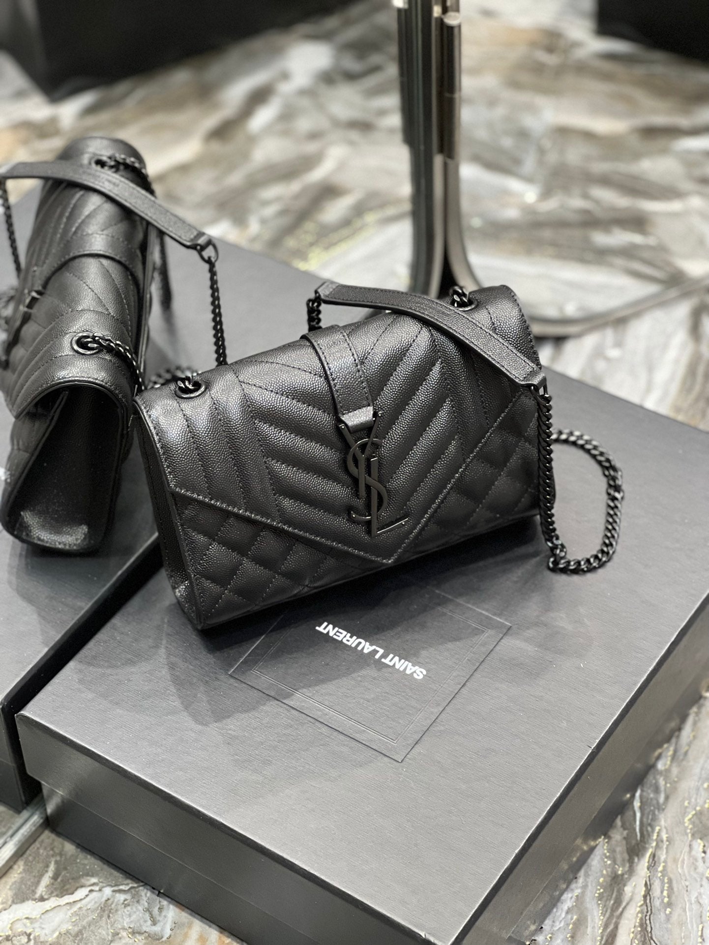 Saint Laurent Small Bag In Mix Matelasse 21cm Black