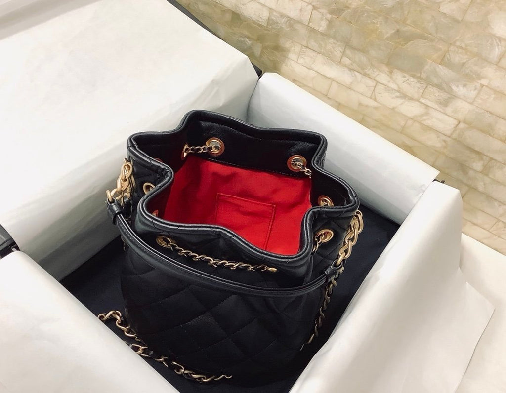 Chanel Classic Bucket Bag Gold Hardware 20cm Black