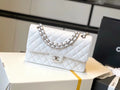 Chanel Classic Medium Flapbag Silver Hardware 26cm White