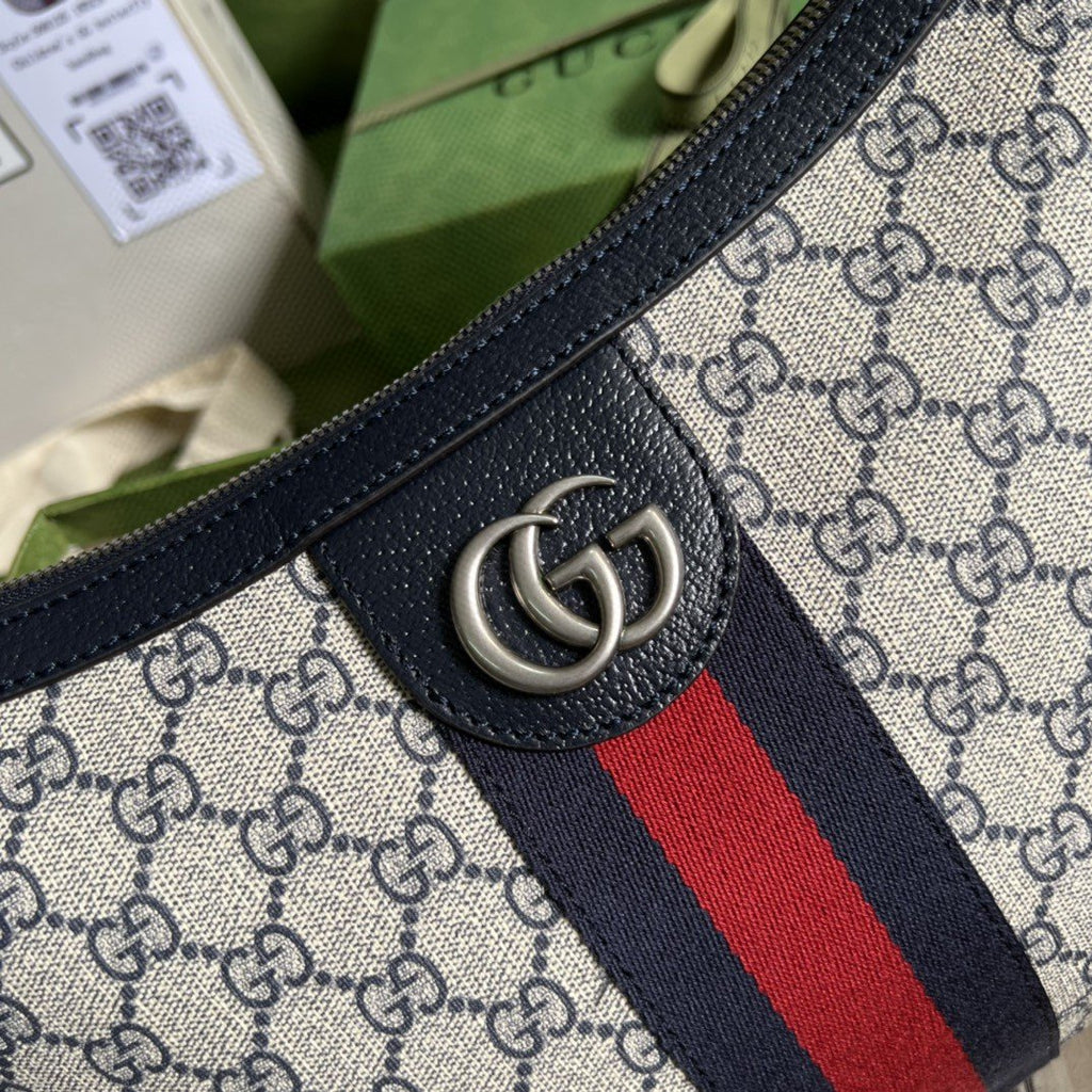 Gucci Ophidia GG Small Shoulder Bag Beige And Blue GG Supreme Canvas For Women 12in/30cm