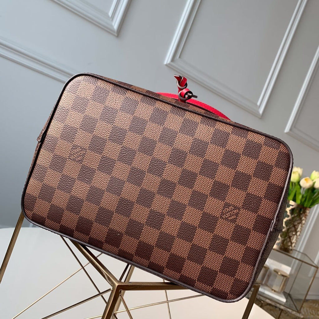 Louis Vuitton NeoNoe Bucket Bag MM Damier Azur Canvas Spring/Summer Collection N50042 Red