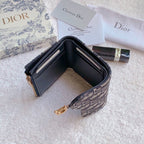 Christian Dior Saddle Blue Flap Card Holder 11cm
