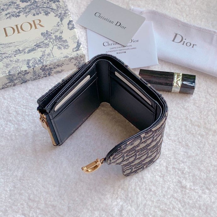 Christian Dior Saddle Blue Flap Card Holder 11cm