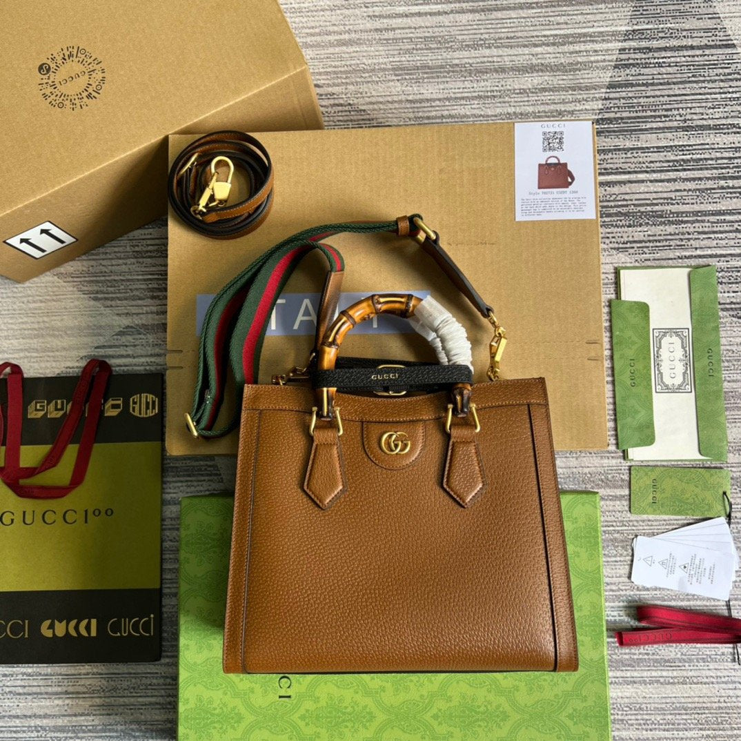 Gucci Diana Medium Tote Bag Brown For Women, Women’s Bags 11in/27cm GG