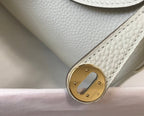 Hermes Lindy Mini White Togo Bag With Gold Hardware For Women, Women’s Handbags, Shoulder And Crossbody Bags 7.5in/19cm