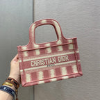 Christian Dior Pink Book Tote D-Stripes 23cm