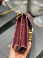 Saint Laurent Cassandra Medium Chain Bag In Grain De Poudre Embossed 22cm