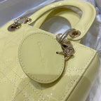 Christian Dior Lady Dior Bag Gold Hardware 20cm Yellow