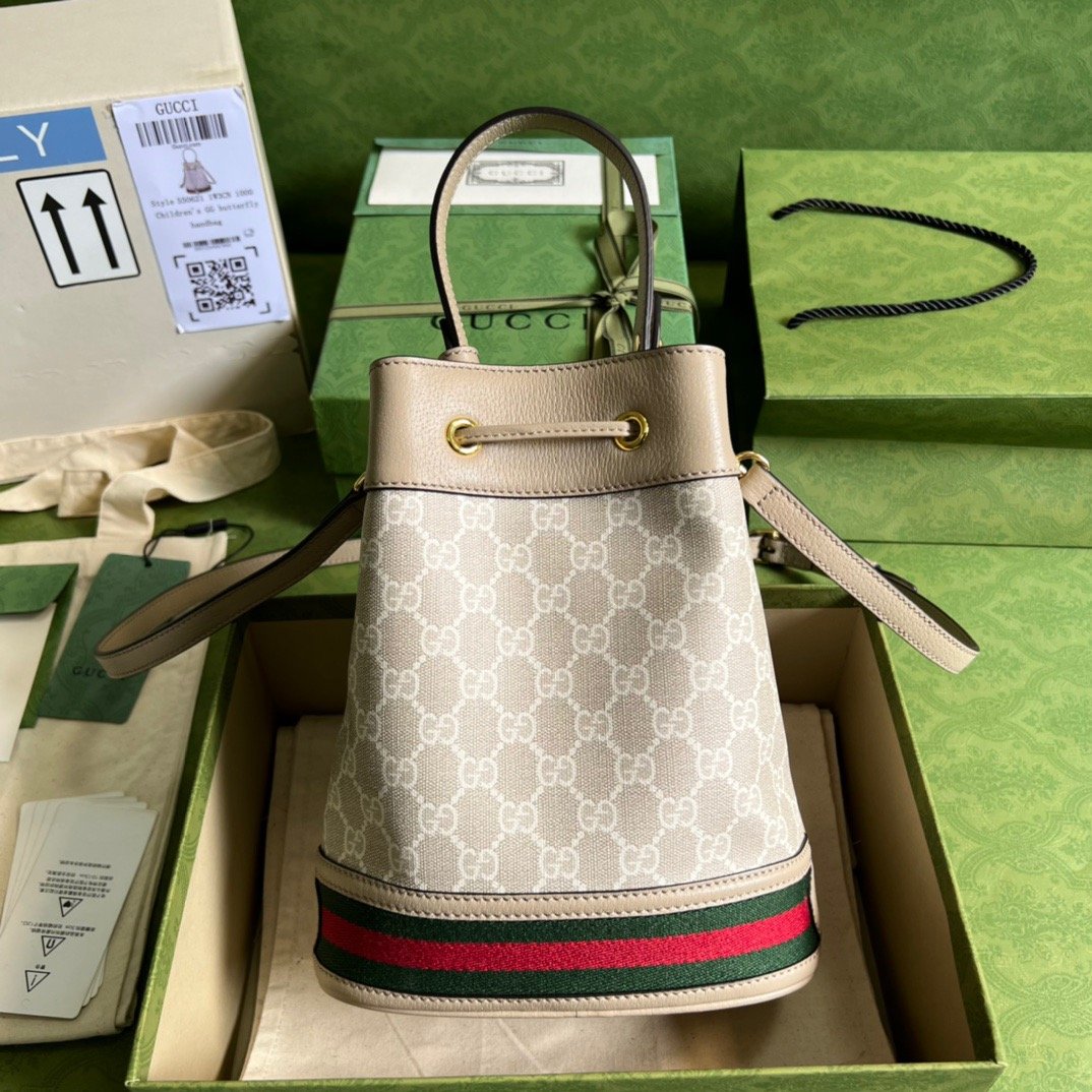 Gucci Ophidia Small GG Bucket Bag White For Women, Women’s Bags 10in/25cm