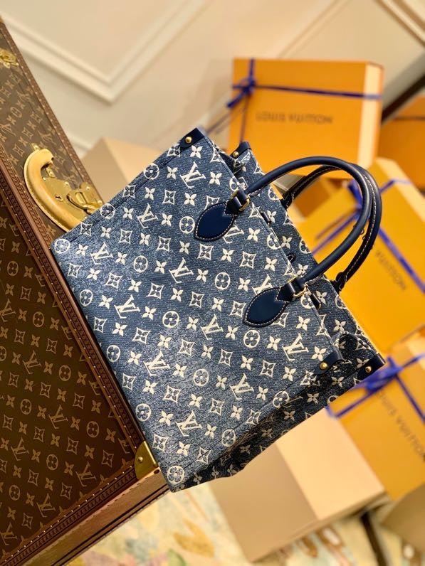 Louis Vuitton Onthego MM Tote Navy Blue 32cm