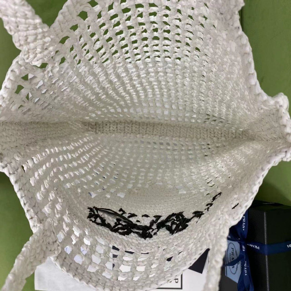 Prada Raffia Tote Bag White For Women, Women’s Bags 14.9in/38cm