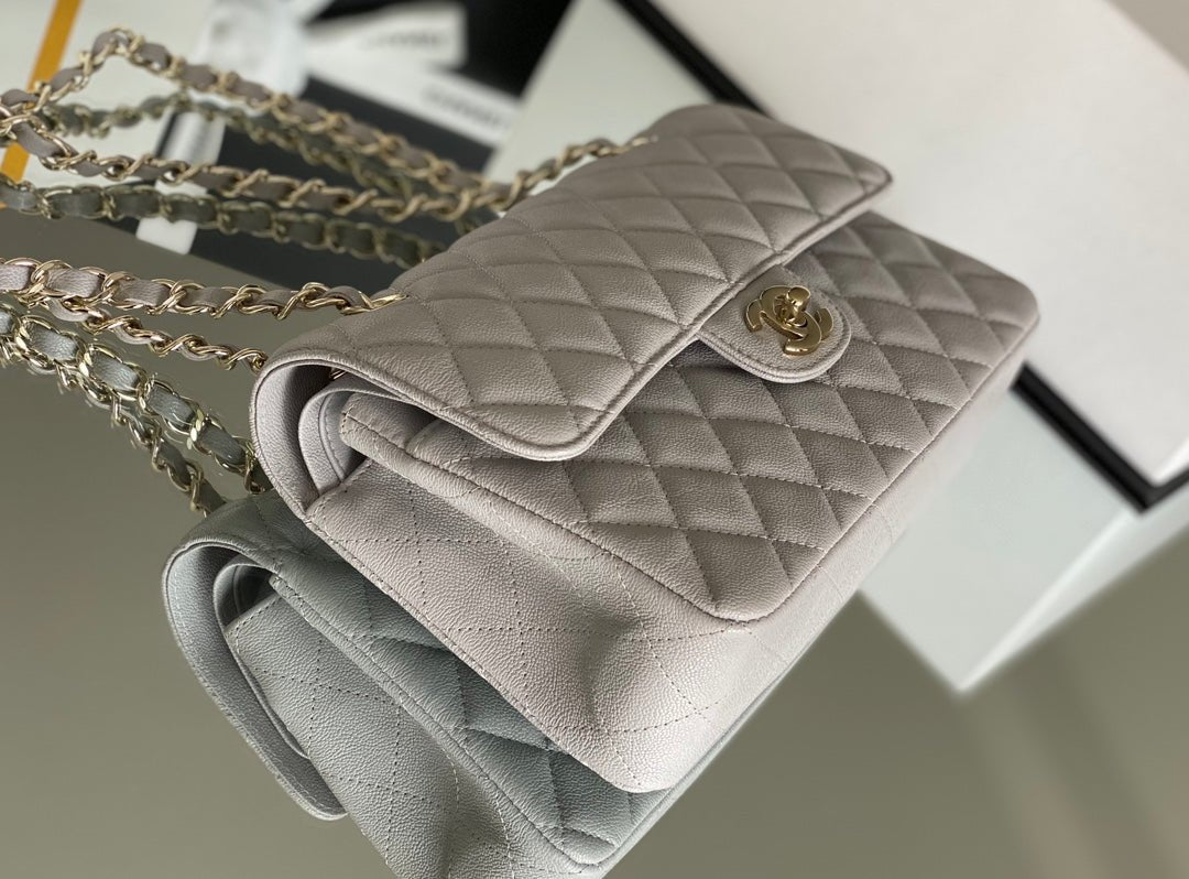 Chanel Classic Flapbag Gold Hardware 26cm Grey