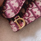 Christian Dior Oblique Saddle Red Wallet 11cm