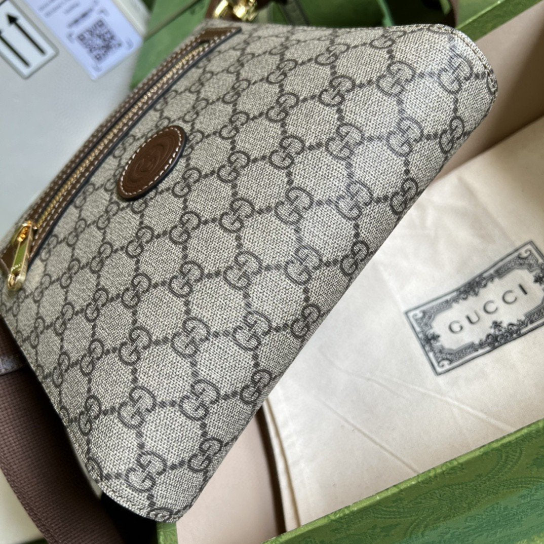 Gucci Supreme Messenger Bag Beige And Ebony GG Supreme Canvas For Women 9.3in/23.5cm