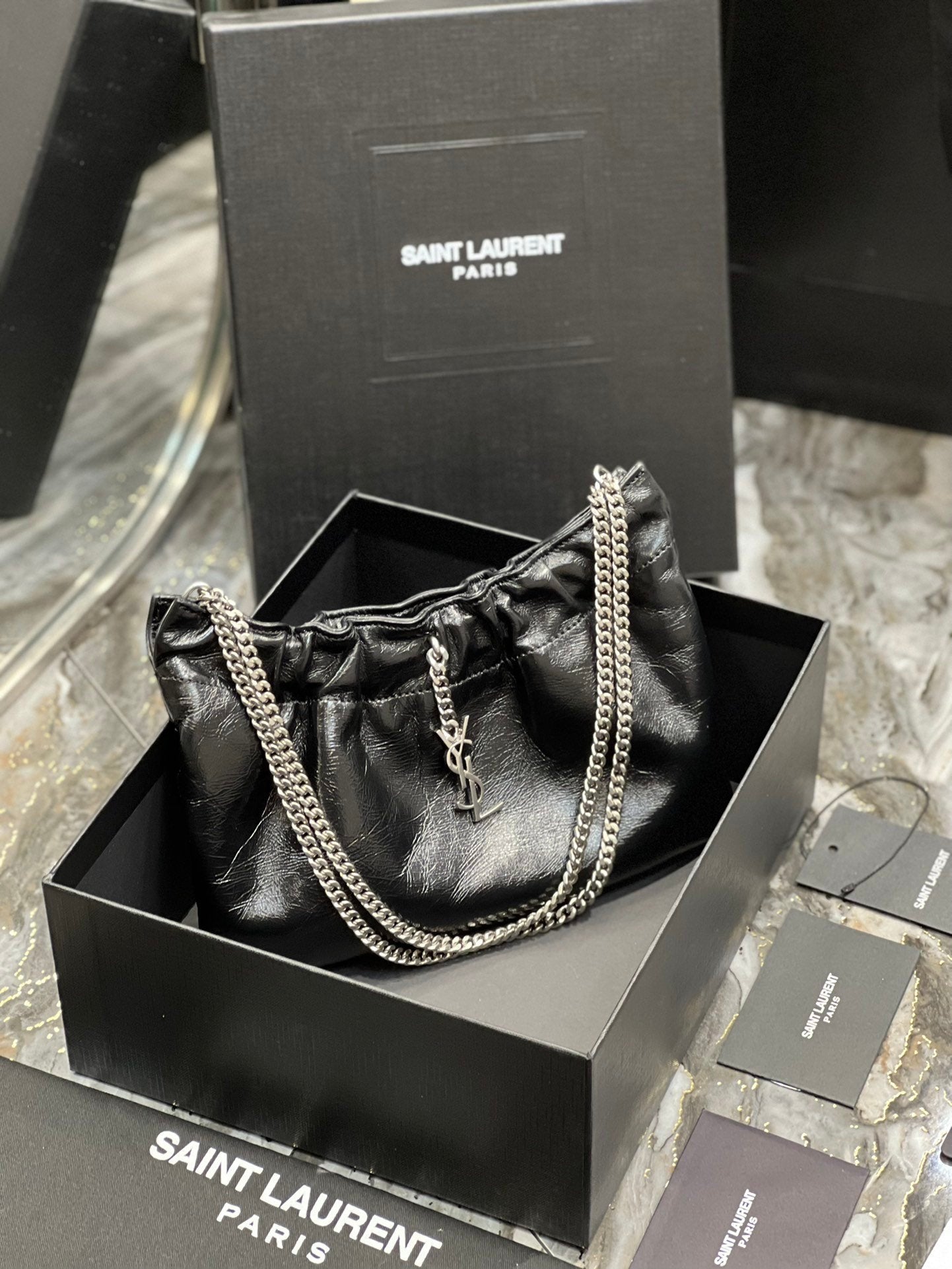 Saint Laurent Paris Mini Bag With Silver Hardware 24cm