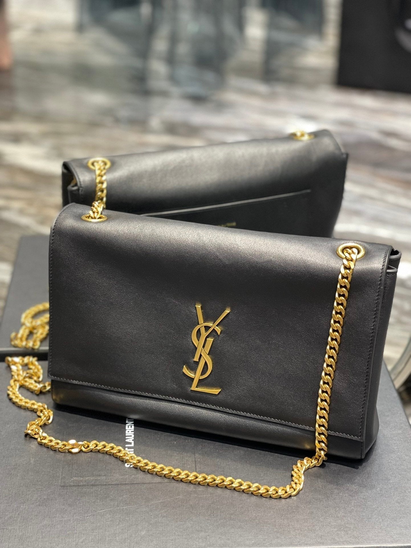 Saint Laurent Kate Medium Reversible Chain Bag In Suede With Gold Hardware 28cm