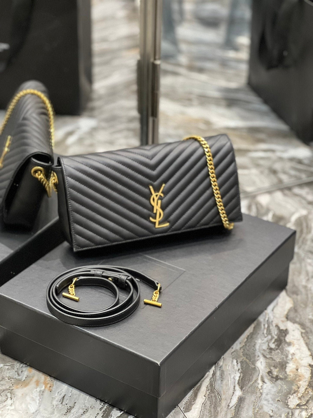 Saint Laurent Kata 99 Chain Bag With Gold Hardware 26cm