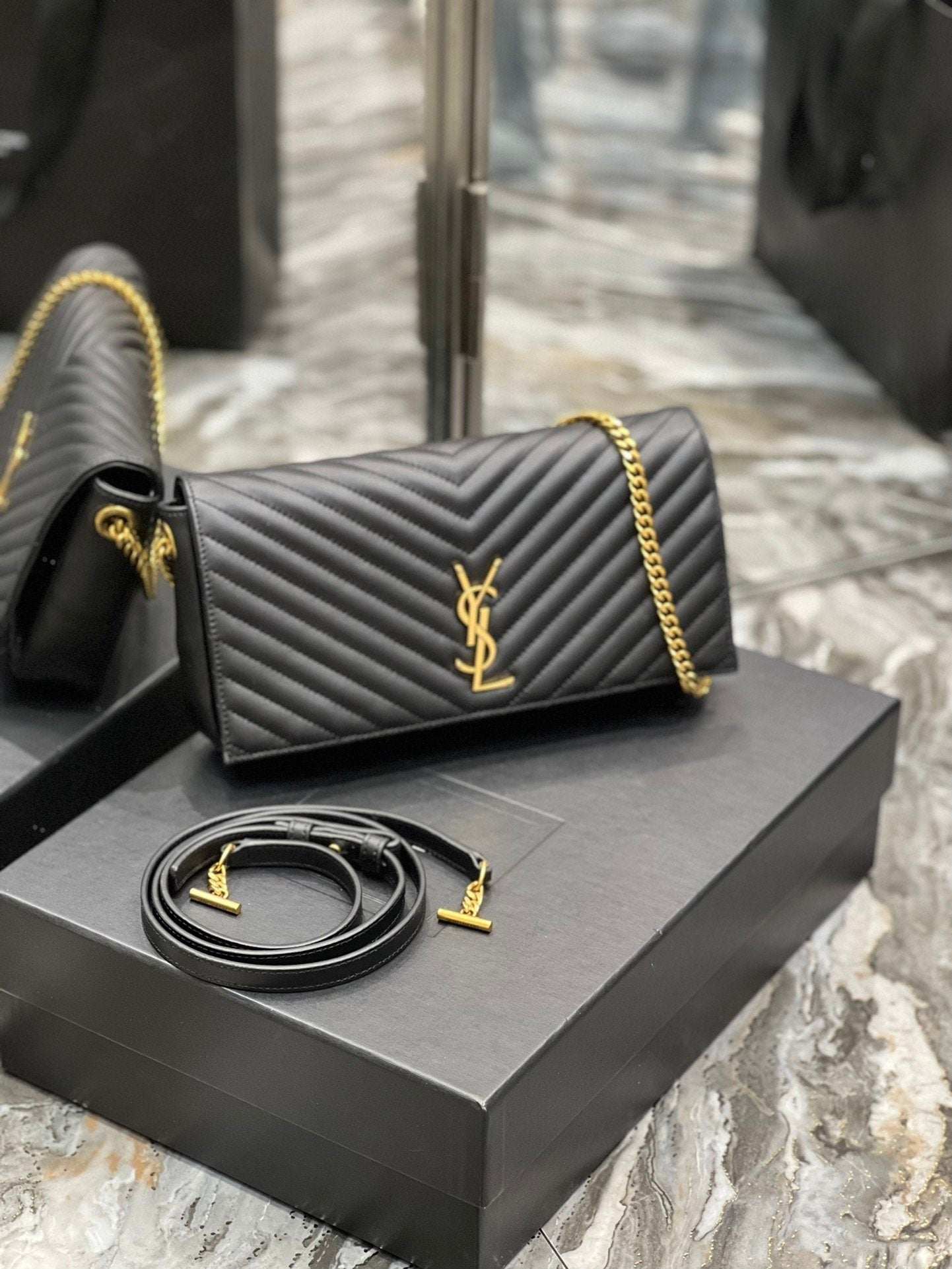 Saint Laurent Kata 99 Chain Bag With Gold Hardware 26cm