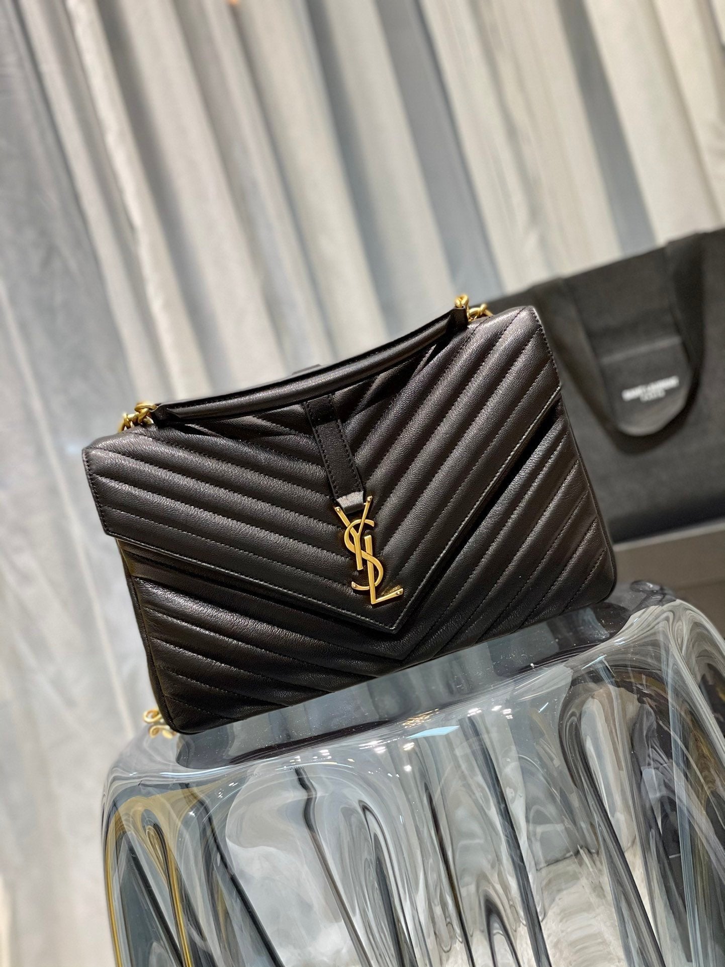 Saint Laurent College Large Chain Bag With Gold Hardware 32cm