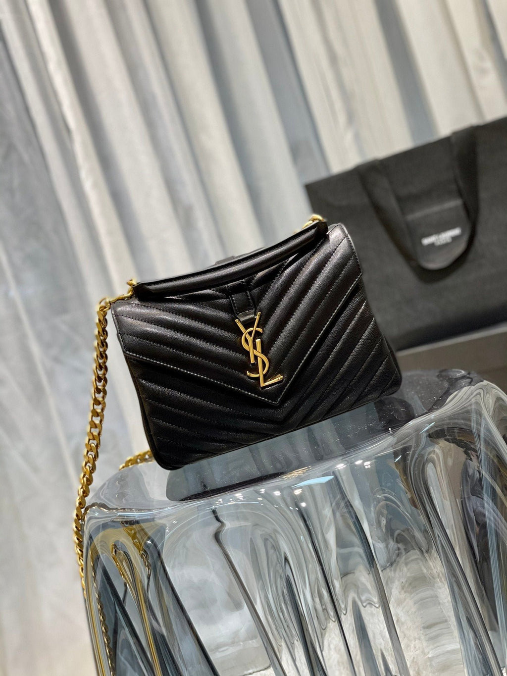 Saint Laurent College Medium Chain Bag With Gold Hardware 24cm