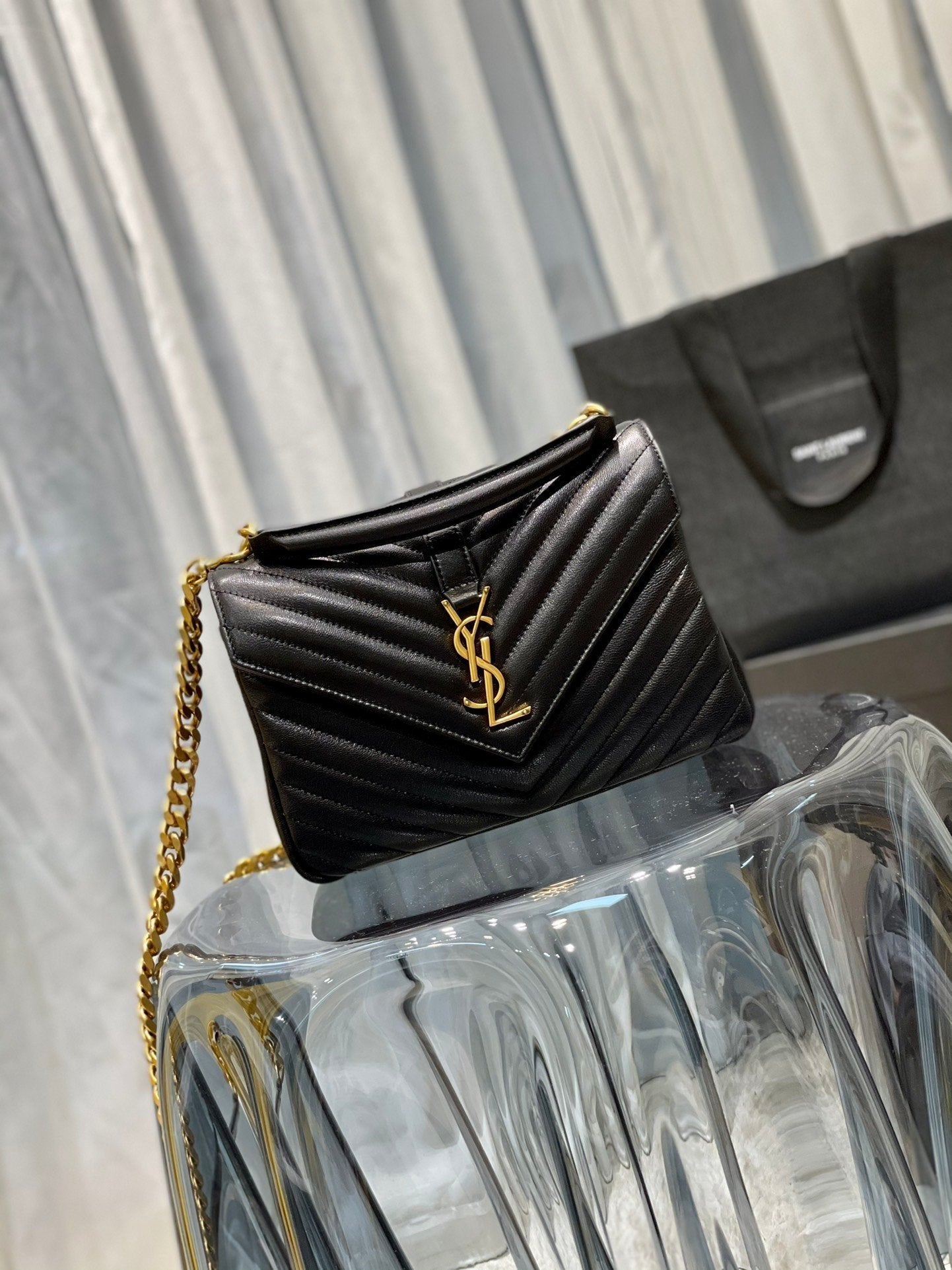 Saint Laurent College Medium Chain Bag With Gold Hardware 24cm
