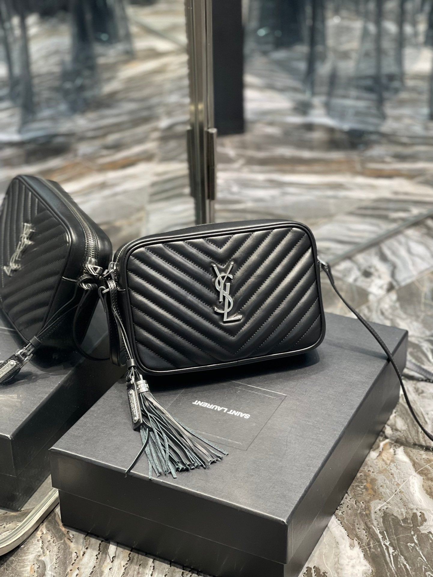Saint Laurent Lou Camera Bag With Silver Hardware 23cm