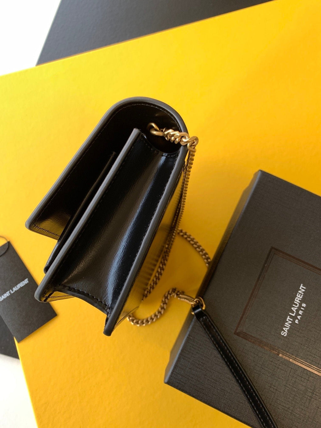 Saint Laurent Sunset Chain Bag With Gold Hardware 19cm
