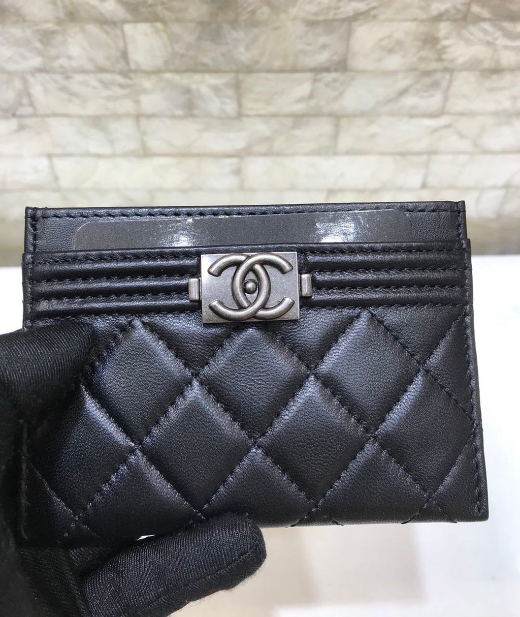 CO-CO Chanel Card Holder With Silver Hardware 11cm