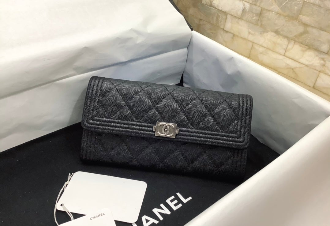 CO-CO Chanel Long Flap Wallet With Silver Hardware 20cm