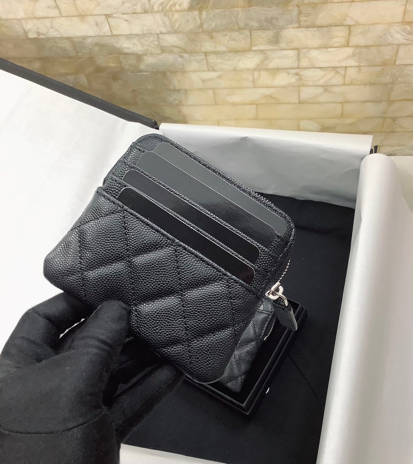 CO-CO Chanel Card Holder With Silver Hardware 19cm